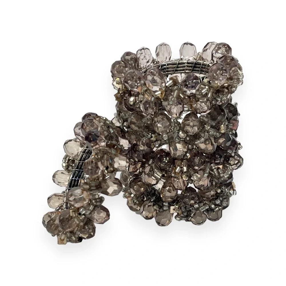 Beaded Napkin Rings Set of 5 Taupe‎ Smokey Light Brown